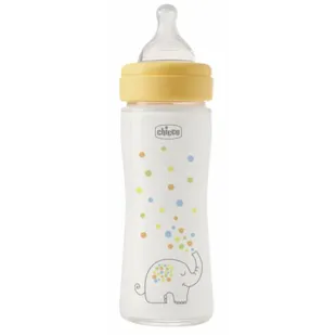 Chicco PerfectEasy Glass Baby Bottle Slow Flow Yellow +0m 240ml