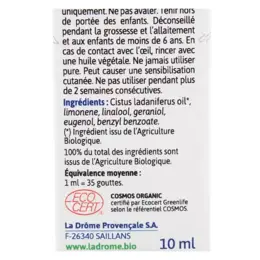 Ladrôme Huile Essentielle Ciste Bio 10ml