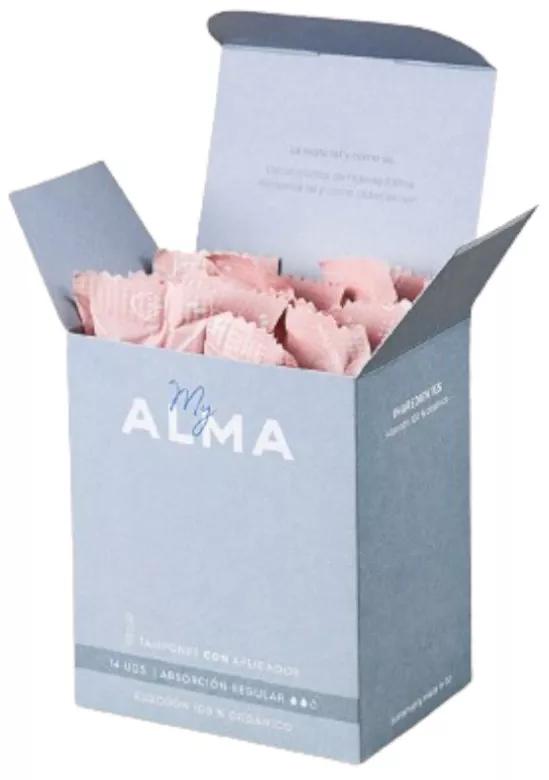 MyAlma Super Tampons avec applicateur 100% coton biologique 14 unités