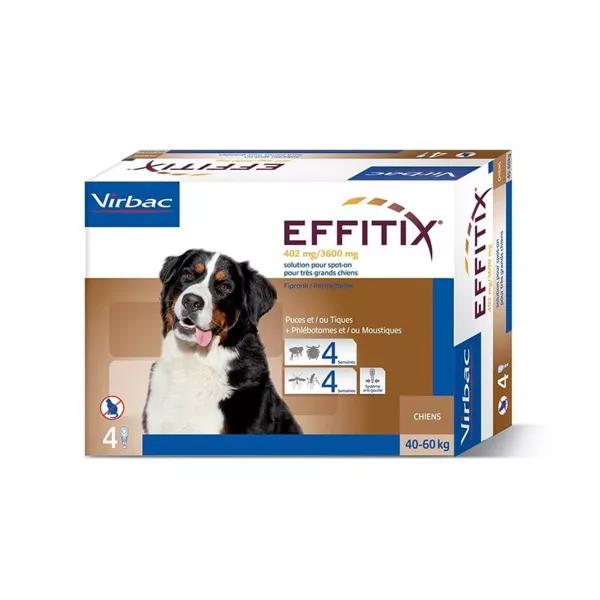 Virbac Effitix Très Grand Chien Insecticida para Perros de 40 a 60kg spot on Pipetas caja de 4 unidades