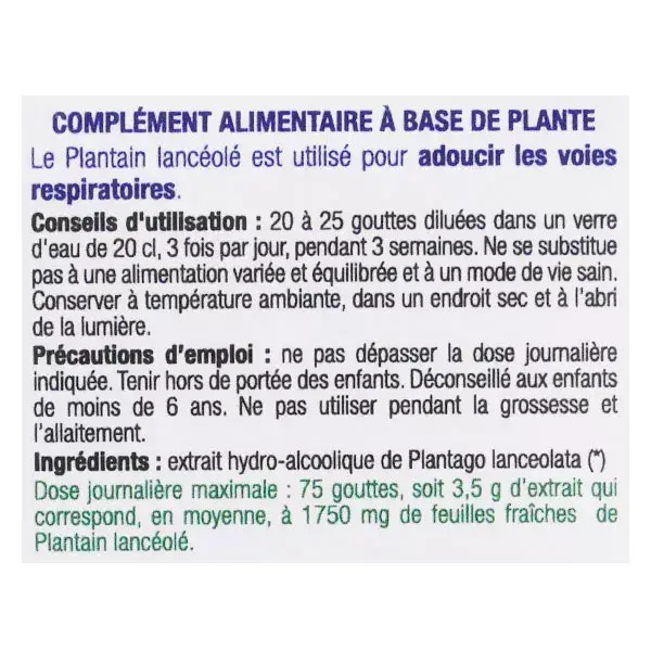 Ladrome Plantain Lancéolé Integratore Alimentare Bio 50ml