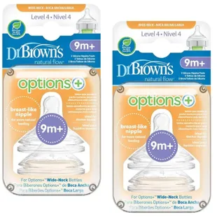 Dr Brown&#39;s Wide Mouth Teat Options+ Level 4 +9m 2x2 units
