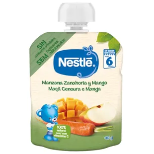 Naturnes Nestlé Fruitzak Appel, Wortel en Mango +6m 90 gr
