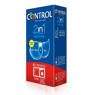 Controle 2 em 1 Nature Preservativo + Gel 6 unidades