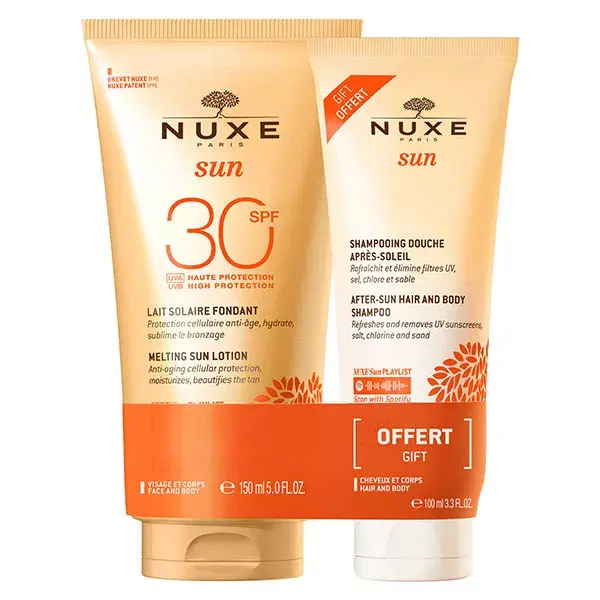 Nuxe Sun Duo Sun Milk SPF30 150ml and After-sun Shower Shampoo 100ml