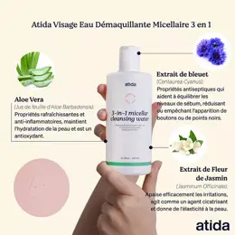 Atida Visage Eau Démaquillante Micellaire 3 en 1 300ml