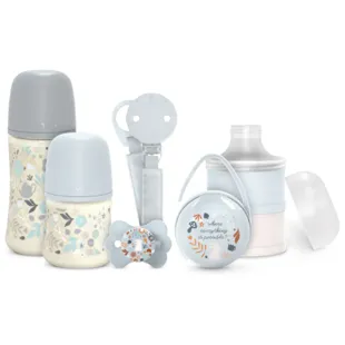 Suavinex Wonderland Set Biberones + Chupete + Dosificador + Portachupetes + Chupetero Azul