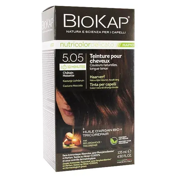 Biokap Nutricolor Delicato Rapid Teinture pour Cheveux 5.05 Chatain Noisette 135ml