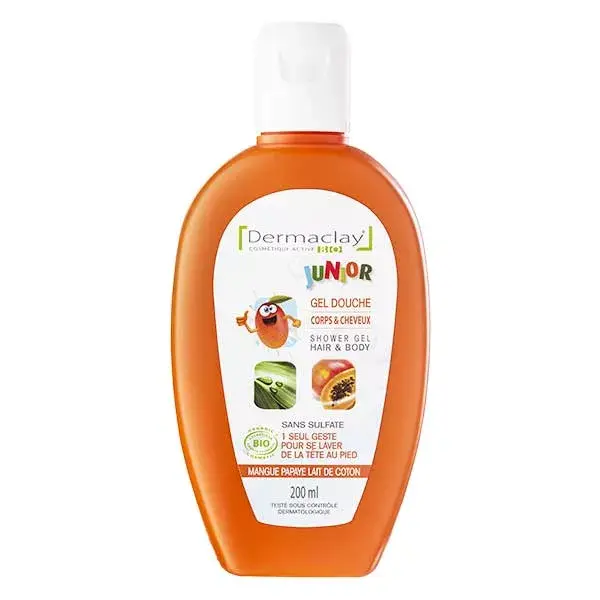 Dermaclay Junior Gel shower Bio body and hair papaya and cotton 200ml milk