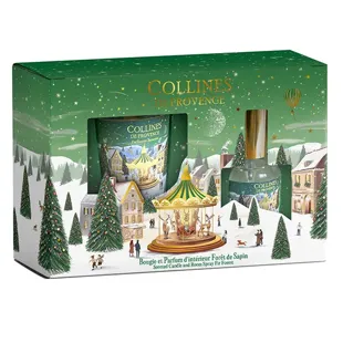 Set regalo Collines de Provence Fir Forest Candela 75 g + Profumo per la casa 50 ml
