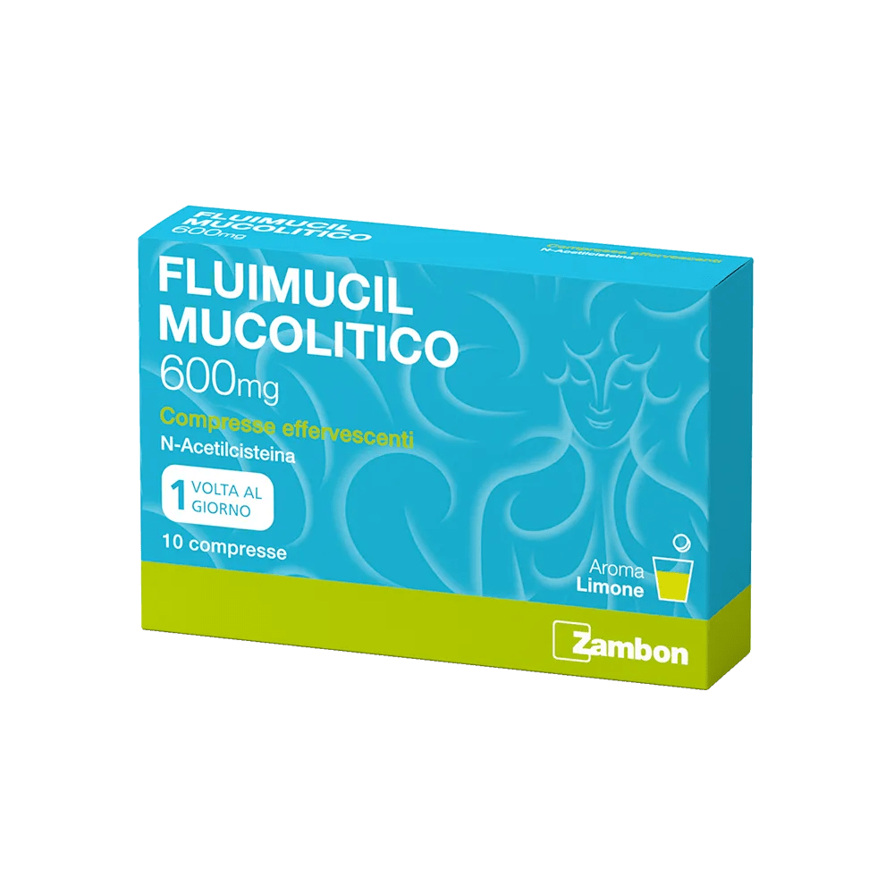 Fluimucil Mucolitico 600 mg N–acetilcisteina 10 Compresse Effervescenti