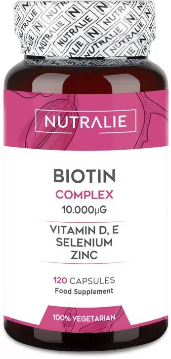 Nutralie Biotina Complex con Vit D y E 10000mcg Pelo, Piel, Uñas 120 Cápsulas