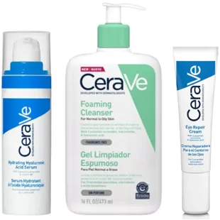 CeraVe Gel Limpiador Espumoso 473 ml + Contorno Ojos 14 ml + Sérum 30 ml