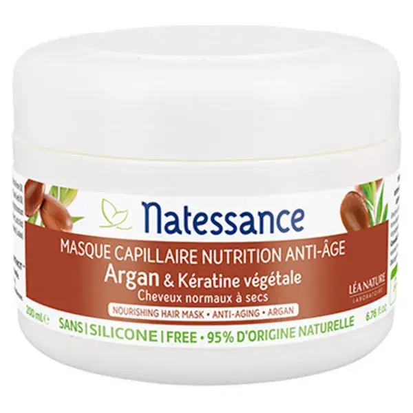 Natessance Masque Capillaire Nutrition Anti-âge Argan & Kératine Végétale 200ml