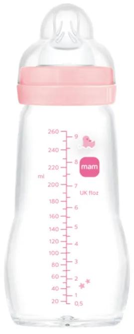 Biberon MAM Feel Good Crystal débit moyen rose mat 2-4 mois 260 ml