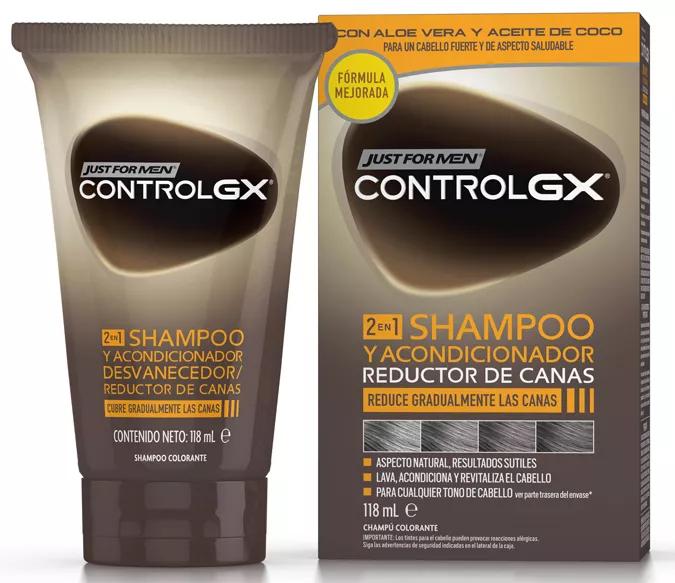 Just For Men Control gX Champô e Amaciador Redutor de cabelo branco 118 ml