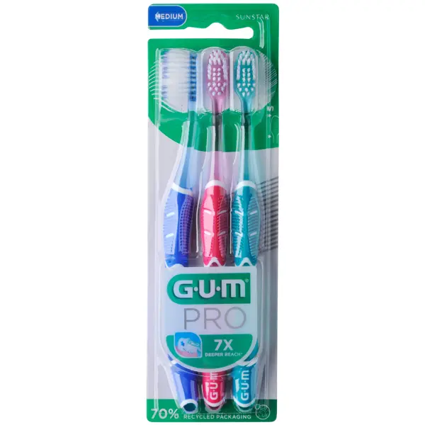 Brosse à dents GUM® PRO Medium 2+1 Offert