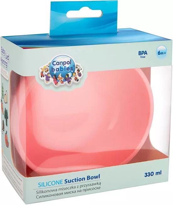 Canpol Babies Tigela Silicone +6m 330 ml Rosa