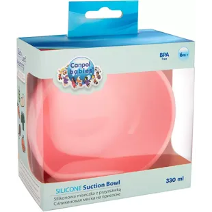 Canpol Babies Silicone Bowl with Suction Cup +6m 330 ml Pink