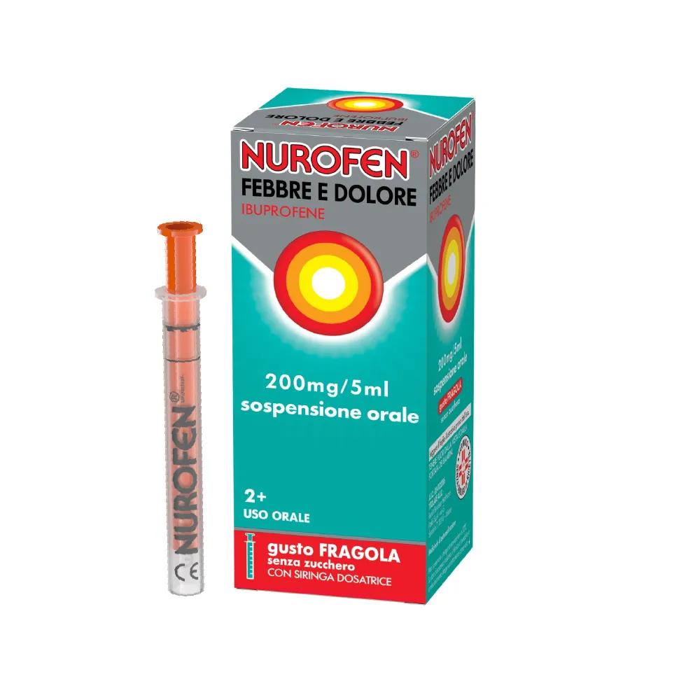 Nurofen Febbre e Dolore Bambini 200 mg/5 ml  Ibuprofene Sospensione Orale Fragola 100 ml