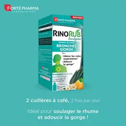 Forté Pharma RinoRub Sirop Gorge Toux Bronches Eucalyptus Miel Flacon 120ml