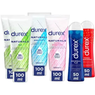 Durex Naturals Gel Lubrifiant Intime 2x100 ml + Lubrifiant Naturel Hydratant 100 ml + Lubrifiant Naturel Extrasensible à l'Aloe Vera 100 ml + Lubrifiant Intime Play Original 50 ml + Lubrifiant Play Fraise 50 ml