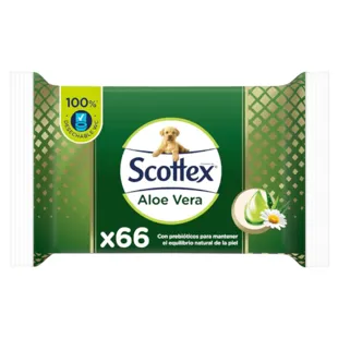 Scottex Papel Higiénico Húmedo Sensitive Aloe Vera 66 Uds