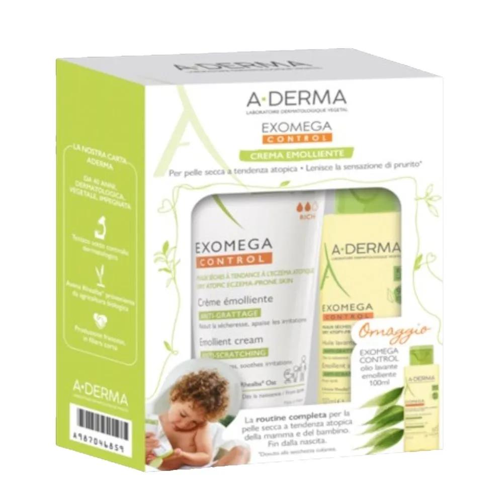 A-Derma Exomega Control Cofanetto con Crema Emolliente 200 ml + Olio Omaggio 100 ml