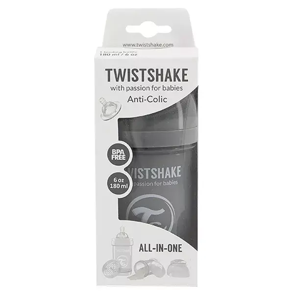Twistshake Biberon Anti-Colique Gris Pastel +0m 180ml