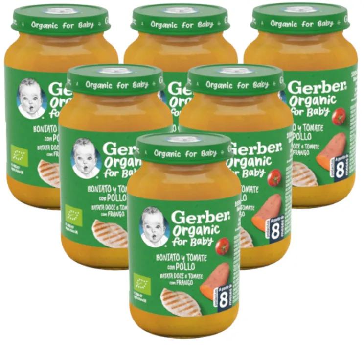 Gerber Bio Patate Douce Tomate et Poulet Bocal +8m 6x190 gr