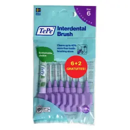 TePe Sachet 6+2 gratuites Iso 6 Brossettes Interdentaires violet 1.1mm