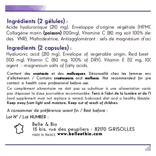 Belle & Bio Acide Hyaluronique Bio 90 gélules