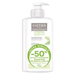 Cattier Kids Bio Shampooing Douche 2 en 1  Pomme Verte Lot de 2 x 500ml