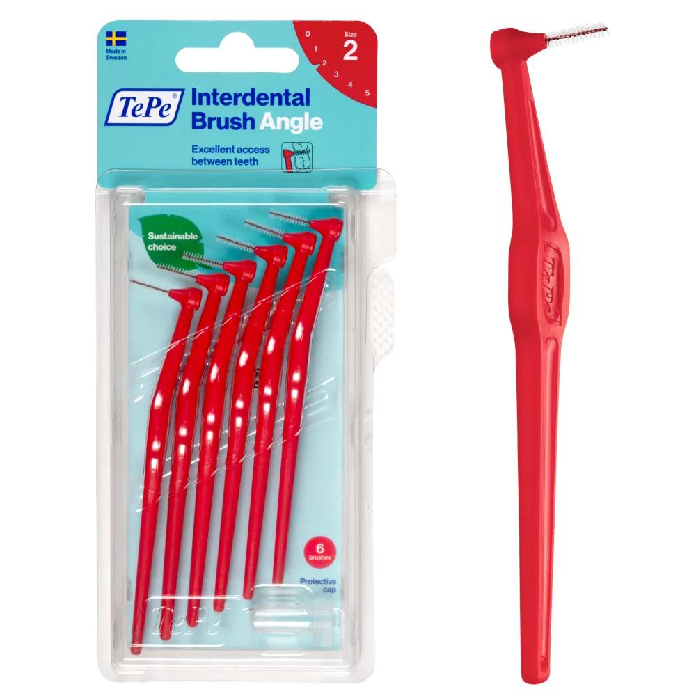 TePe Angle Rosso Scovolino Angolato Per Pulizia Interdentale Misura ISO 2 Filo 0,5 mm 6 Pezzi