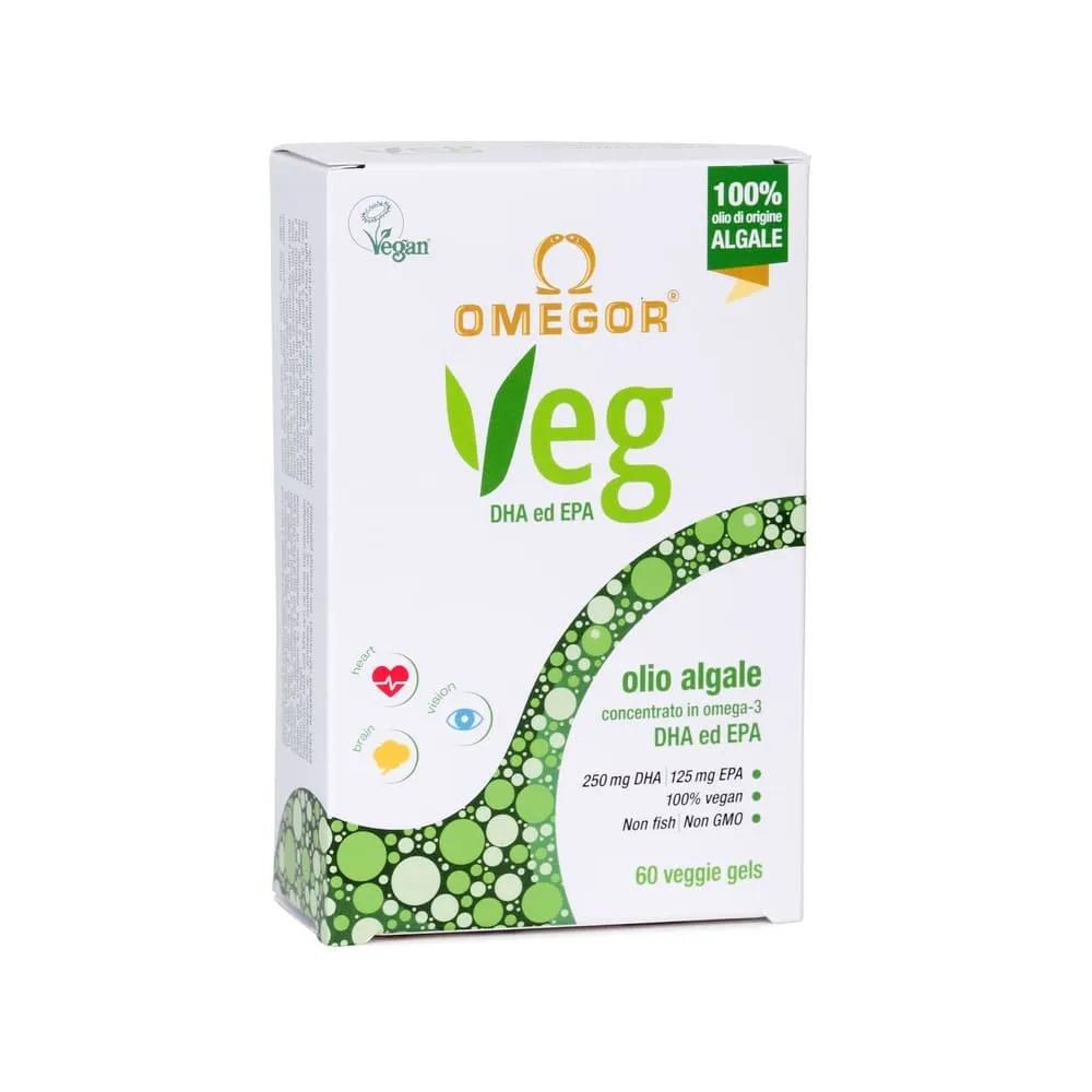 Omegor Veg Integratore Omega3 EPA DHA Funzione Cerebrale e Cardiaca 60 Capsule