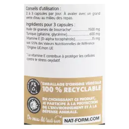 Nat & Form Original Huile Bourrache Vitamine E 200 capsules