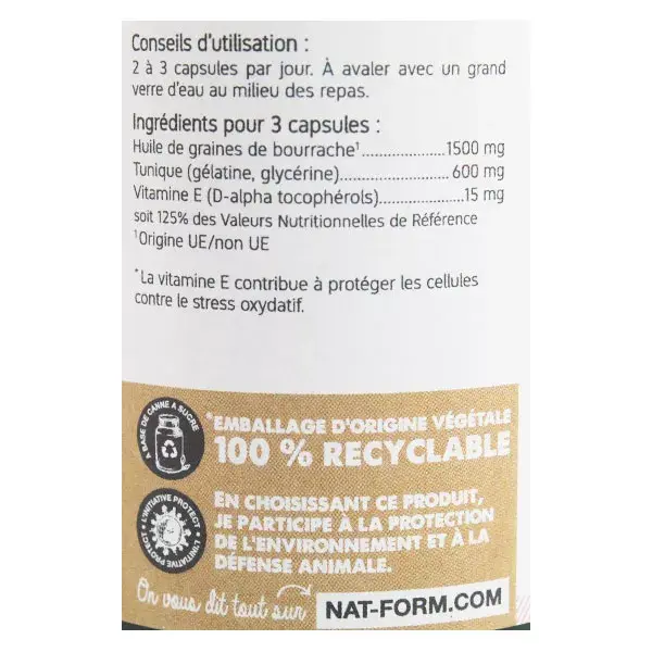 Nat & Form Naturellement Olio Borragine + Vitamina E  Integratore Alimentare 200 capsule 