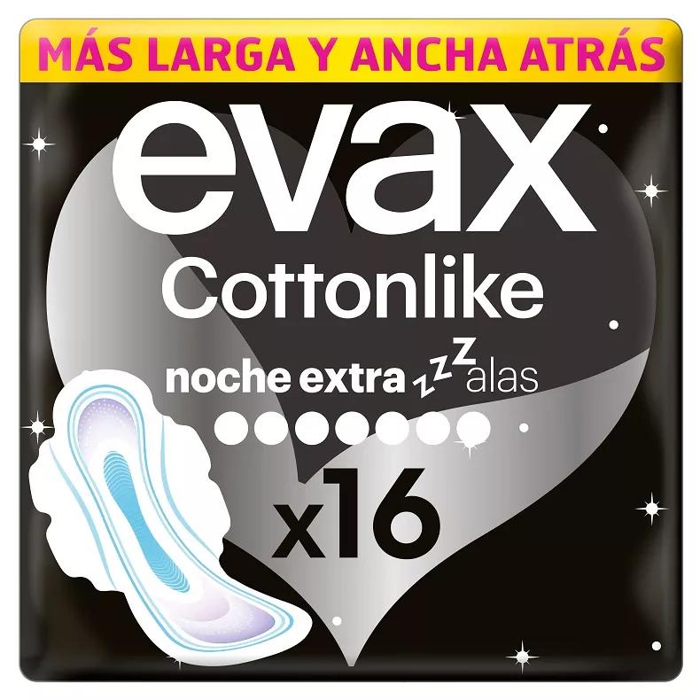 Evax Cottonlike Noche Compresas Extra Alas 16 uds