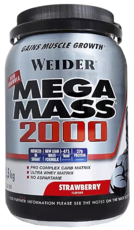 Weider Mega Mass 2000 Saveur Fraise 1,5 Kg