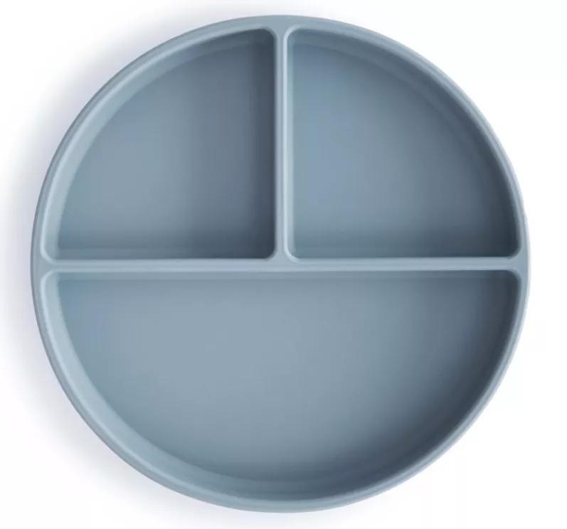 Mushie Plato Ventosa-Compartimentos Solid Powder Azul