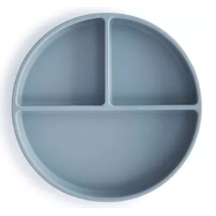 Mushie Suction Cup Plate-Compartments Solid Powder Blue
