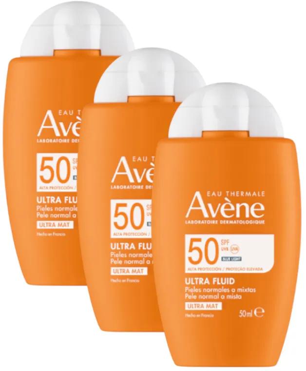 Avène Fluido Solare Invisibile Ultra Mat SPF50+ 3x50 ml