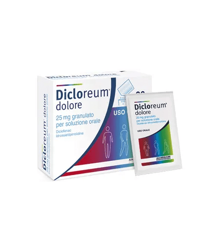 Dicloreum Dolore 25 mg Diclofenac Idrossietilpirrolidina Analgesico 20 Bustine