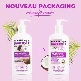 Energie Fruit 2 en 1 Cheveux Bouclés et Frisés Masque Coco & Beurre de Karité Bio 250ml 