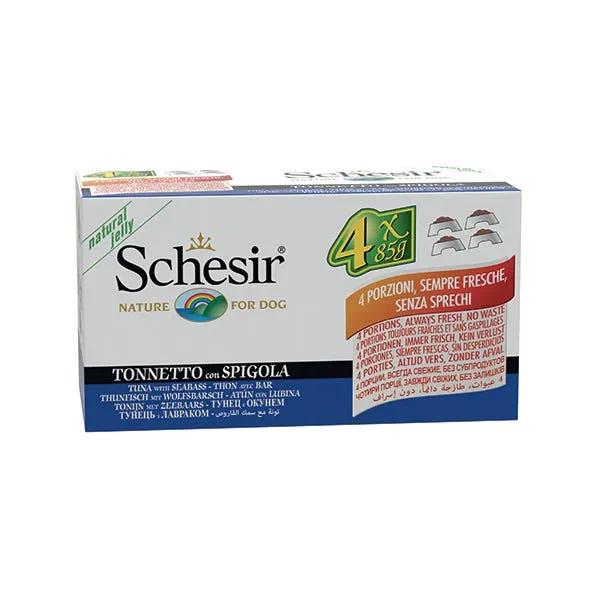 Schesir Multipack Tonnetto Con Spigola Cibo Umido Cani 4X85G