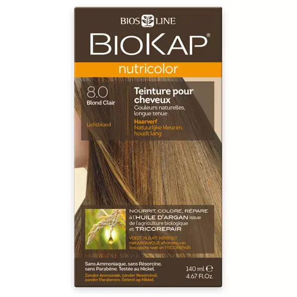 Biokap Nutricolor Teinture pour Cheveux 8.0 Blond Clair 140ml