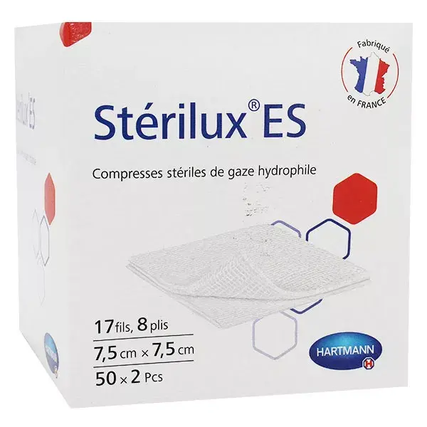 Hartmann Sterilux ES Sterile Compress Hydrophilic Gauze 7.5 x 7.5 cm 50 bags