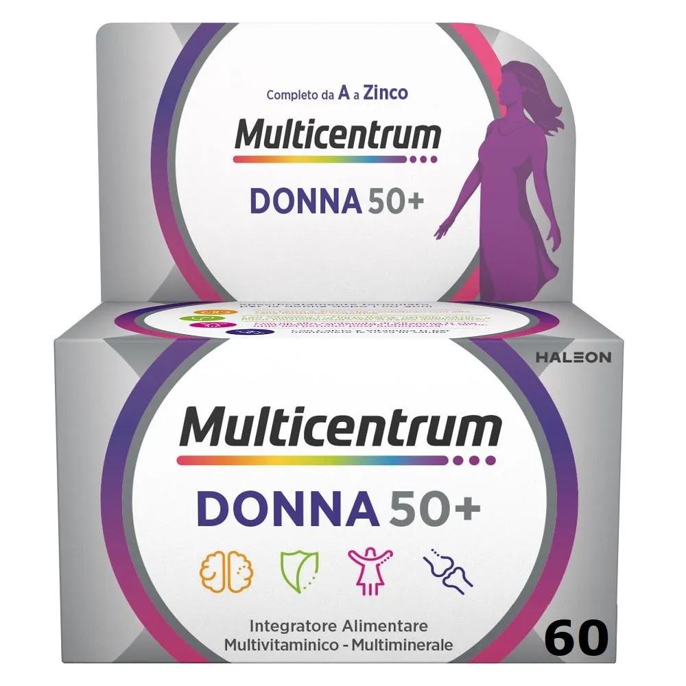 Multicentrum Donna 50+ Integratore Alimentare Multivitaminico Multiminerale Calcio Ferro Acido Folico  60 Compresse