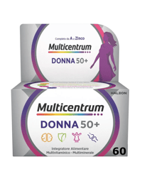 Multicentrum Donna 50+ Integratore Alimentare Multivitaminico Multiminerale Calcio Ferro Acido Folico  60 Compresse