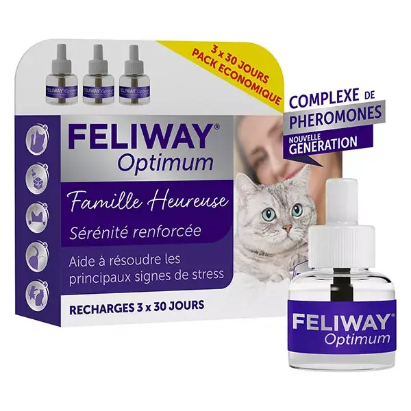 FELIWAY Optimum Eco Pack 3 refills Anti-stress cat new formula 3x30 days